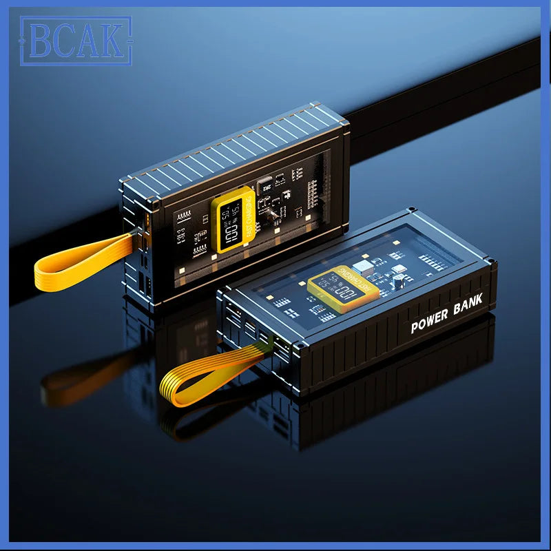 30000mAh 50000mAh 120W Fast Charging Transparent Power Bank 200000mAh Large-capacity Mobile Power Supply BCAK Mobile Phones Qua