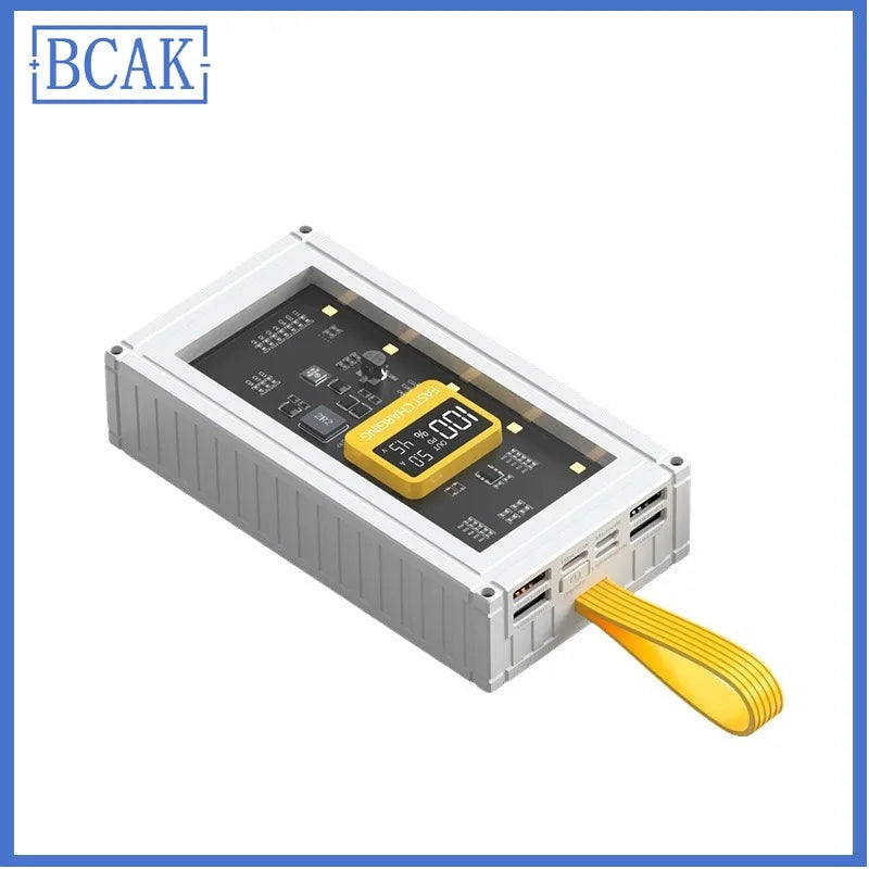 30000mAh 50000mAh 120W Fast Charging Transparent Power Bank 200000mAh Large-capacity Mobile Power Supply BCAK Mobile Phones Qua