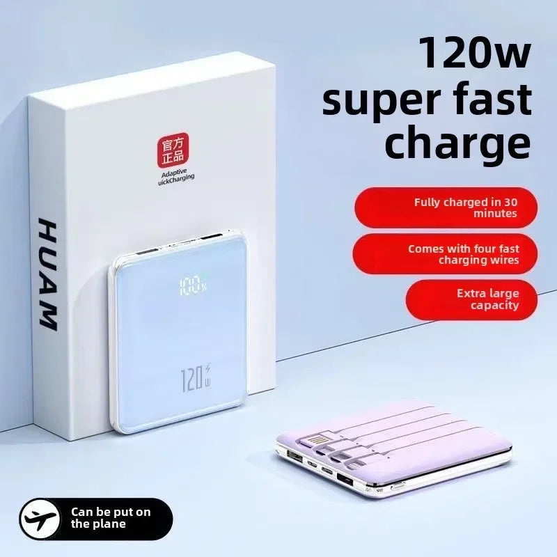 2025 New Power Bank20000mAh Ultra-thin, Compact, Portable, with Built-in Cable , Large Capacity, Super Fast Charging PowerBank