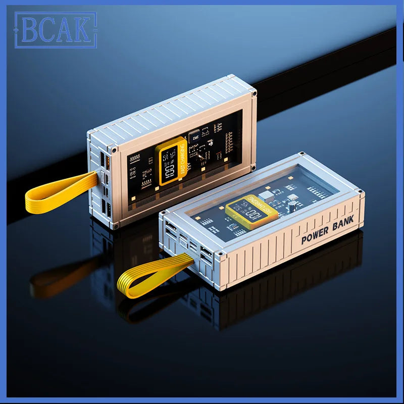 30000mAh 50000mAh 120W Fast Charging Transparent Power Bank 200000mAh Large-capacity Mobile Power Supply BCAK Mobile Phones Qua