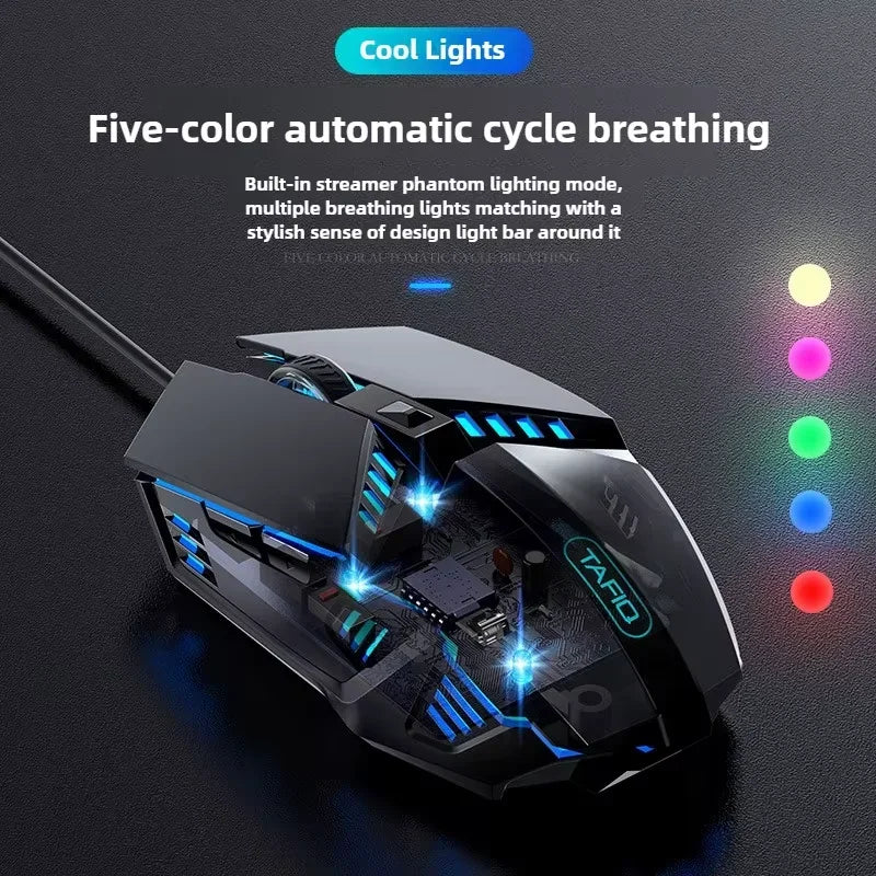 Wired Gaming Mouse Computer Mice Mechanical Silent 6 Keys USB Braided Rope 4 Speed DPI Ergonomics Mouse For PC Laptop