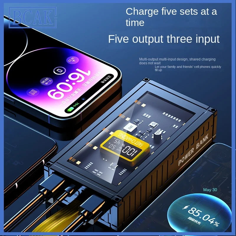 30000mAh 50000mAh 120W Fast Charging Transparent Power Bank 200000mAh Large-capacity Mobile Power Supply BCAK Mobile Phones Qua