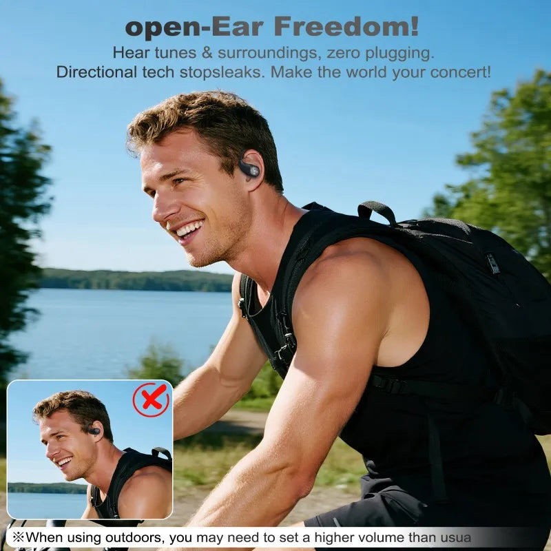 Open-Ear Earphones Wireless Bluetooth 5.4 Ear Hooks Headphones Air conduction Battery Life Headphones For Sports Hi-Res Sound