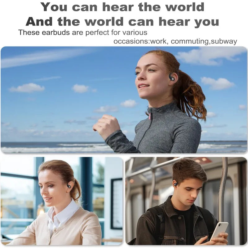 Open-Ear Earphones Wireless Bluetooth 5.4 Ear Hooks Headphones Air conduction Battery Life Headphones For Sports Hi-Res Sound